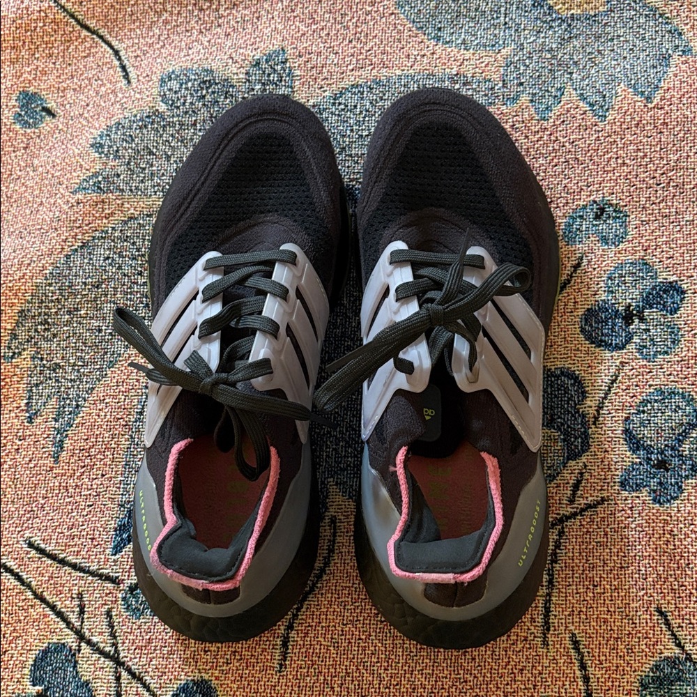 Black and Gray Adidas Ultraboost Athletic Sneakers